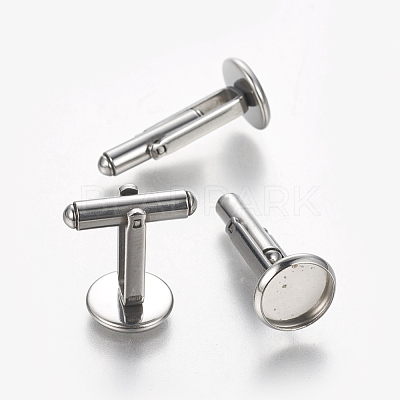 Tarnish Resistant 304 Stainless Steel Cufflinks Settings STAS-E471-03B-P-1