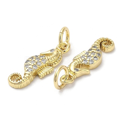 Brass Micro Pave Cubic Zirconia Pendants X-KK-Q775-04G-1