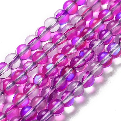 Synthetic Moonstone Beads Strands G-P528-J01-06-1