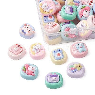 40Pcs 8 Styles Opaque Cute Cartoon Resin Cabochons CRES-YW0001-18-1