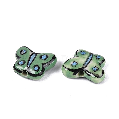 Hand Painted Butterfly Porcelain Beads PORC-Q006-04A-1