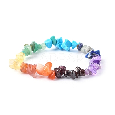 Chakra Gemstone Stretch Bracelets BJEW-JB02288-02-1