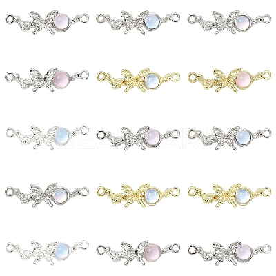 18Pcs 6 Colors Alloy & Glass Butterfly Connector Charms FIND-YW0011-89-1