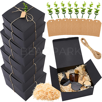 8Pcs Square Folding Kraft Paper Mailer Boxes CON-CP0001-018B-1