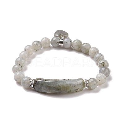 Natural Labradorite Beads Charm Bracelets BJEW-K164-B03-1