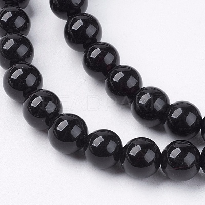 Natural Black Onyx Beads Strands X-G-H1567-6MM-1