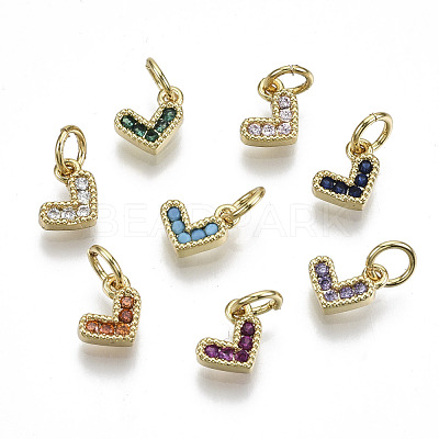 Brass Micro Pave Cubic Zirconia Charms KK-N227-33G-NF-1