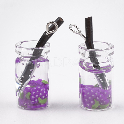 Glass Bottle Pendants X-CRES-N017-06-1