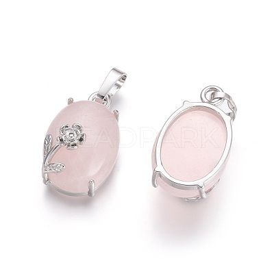 Natural Rose Quartz Pendants G-L512-I23-1