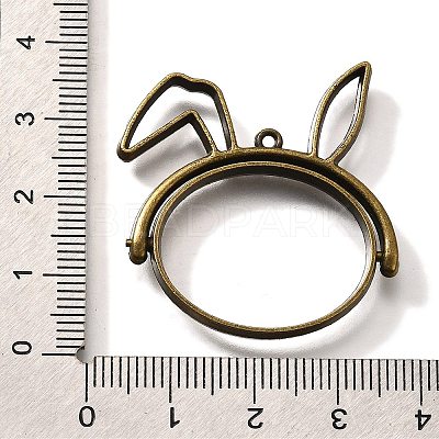 Rabbit Rotatable Alloy Swivel Open Back Bezel Pendants PALLOY-I223-19AB-1