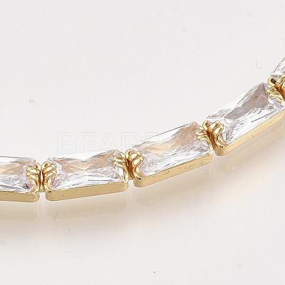 Adjustable Brass Cubic Zirconia Slider Bracelets BJEW-S142-01A-G-1