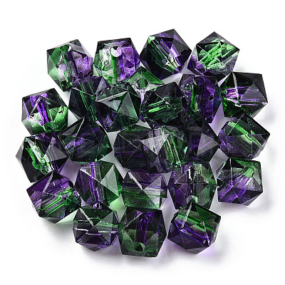 Two Tone Transparent Spray Painted Acrylic Beads ACRP-T005-26E-1