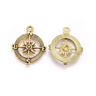 Tibetan Style Alloy Compass Pendants LS-TIBEP-S272-AG-FF-1