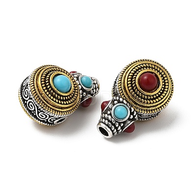 Rack Plating Tibetan Style Alloy 3 Hole Guru Beads FIND-B023-07-1
