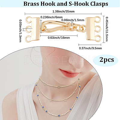 2Pcs Brass Hook and S-Hook Clasps FIND-BBC0004-40-1