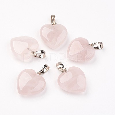 Natural Rose Quartz Pendants X-G-G956-B05-FF-1