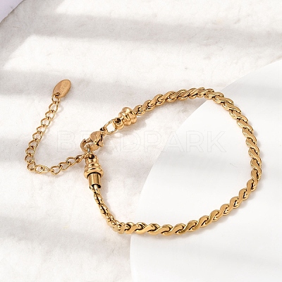 304 Stainless Steel Link Chain Bracelets for Women BJEW-A158-02D-G-1