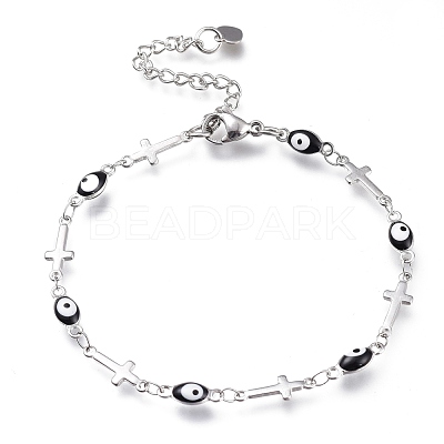 304 Stainless Steel Link Bracelets BJEW-M203-06P-A-1