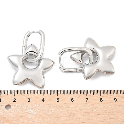 Star Brass Hoop Earrings for Women EJEW-U057-06C-02P-1