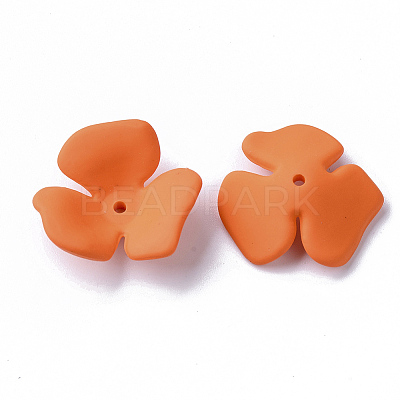 3-Petal Spray Painted Acrylic Bead Caps X-MACR-N007-01B-1