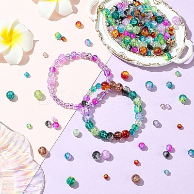 1776Pcs 3 Styles Spray Painted Crackle Glass Beads Sets CCG-YW0001-18-1