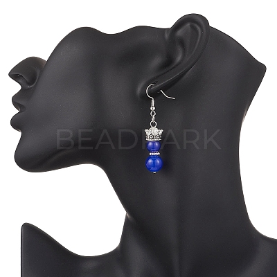 3 Pairs Baking Paint Imitation Jade Glass Dangle Earrings EJEW-JE06619-1