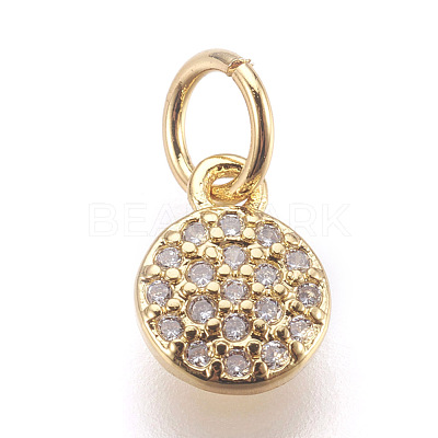 Brass Micro Pave Cubic Zirconia Charms ZIRC-E152-17G-RS-1