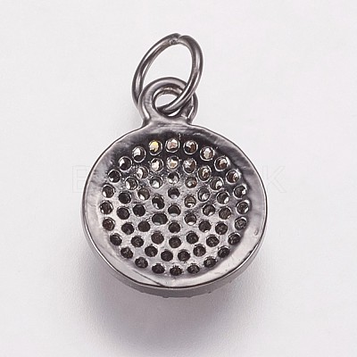 Brass Cubic Zirconia Charms KK-P134-25B-1