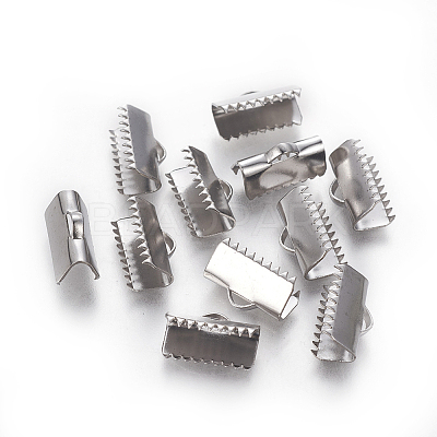 Tarnish Resistant 304 Stainless Steel Ribbon Crimp Ends STAS-E471-05E-P-1