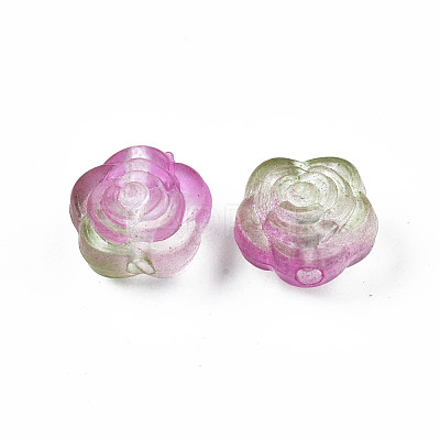 Two Tone Spray Painted Transparent Acrylic Beads X-ACRP-S679-39-1