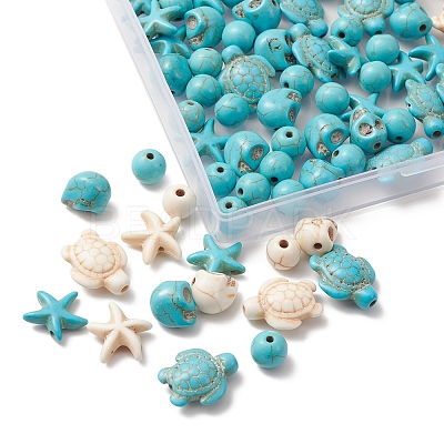 130Pcs 8 Styles Dyed Synthetic Turquoise Beads G-FS0005-69-1