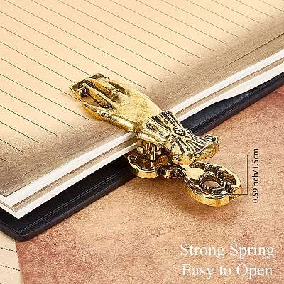 Alloy Hand Shaped Bookmark Clip AJEW-CP0006-94A-AG-1