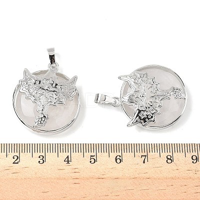 Natural Quartz Crystal Flat Round Pendants G-G279-01P-06-1