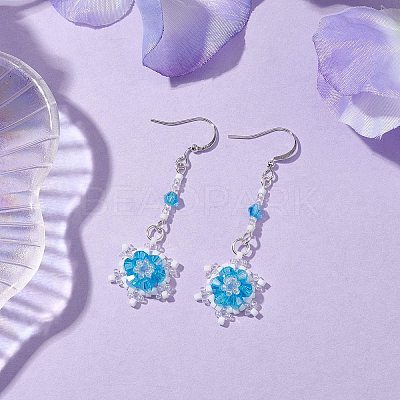 Glass Seed Beaded Dangle Earrings EJEW-MZ00171-1