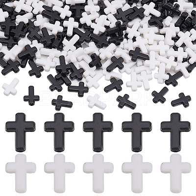300Pcs 2 Colors Opaque Acrylic Beads SACR-SC0001-17-1