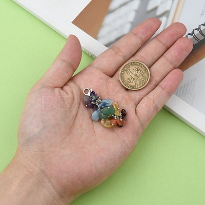Natural Chip Gemstone Pendant Decorations X-HJEW-JM00213-1