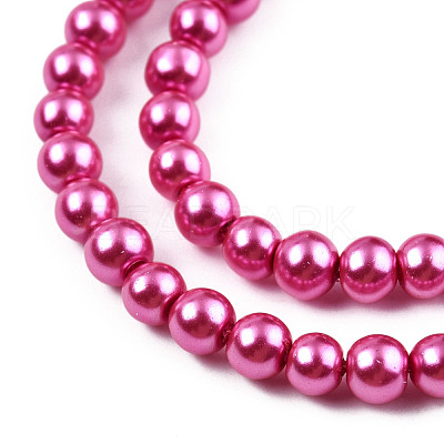Baking Paint Pearlized Glass Pearl Round Bead Strands HY-Q003-4mm-10-1