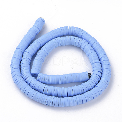 Flat Round Handmade Polymer Clay Beads CLAY-R067-6.0mm-32-1