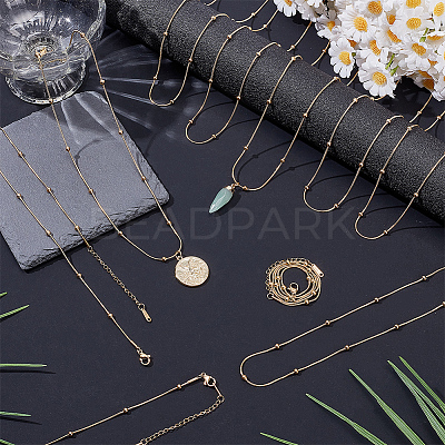 20Pcs Stainless Steel Round Snake Chain Necklaces with Ball NJEW-OC0001-08G-1