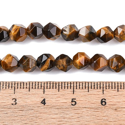 Faceted Natural Tiger Eye Beads Strands G-K066-01-10mm-1