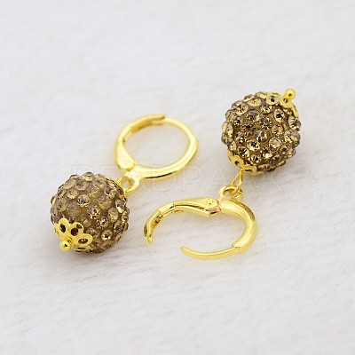 (Jewelry Parties Factory Sale)Dangling Round Ball Resin Rhinestone Earrings EJEW-J080-14G-1