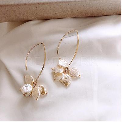Alloy Pearl Bead Dangle Earrings FS-WG097D2-01-1