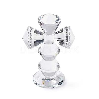 Natural Quartz Crystal Cross Figurines AJEW-H154-01D-1
