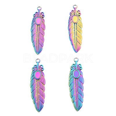 Rack Plating 201 Stainless Steel Pendant Settings for Enamel STAS-N098-251M-1