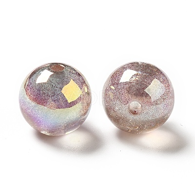 UV Plating Transparent Rainbow Iridescent Acrylic Beads OACR-D010-01B-1