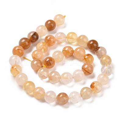Natural Yellow Hematoid Quartz/Golden Healer Quartz Beads Strands G-E571-05B-1
