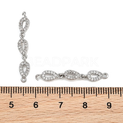 Brass Micro Pave Clear Cubic Zirconia Connector Charms CU-CBAA6E8-12P-1