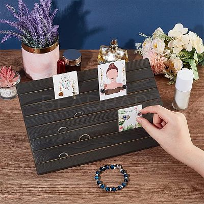 7-Slot Wooden Place Card Display Stands ODIS-WH0029-52B-1