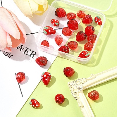 25Pcs 6 Styles Handmade Lampwork 3D Strawberry Beads LAMP-FS0001-19-1