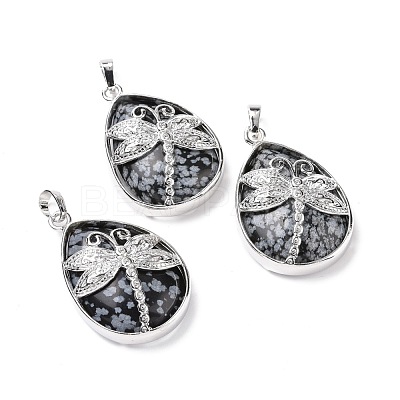 Natural Snowflake Obsidian Pendants G-G900-01P-13-1